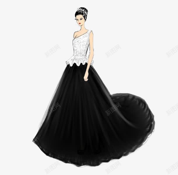 黑白镶砖华丽婚纱png免抠素材_新图网 https://ixintu.com 华丽的婚纱 大裙摆 女装 婚礼 婚纱 新娘 模特 白色 砖石 礼服 连衣裙 黑色