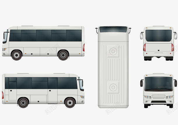 大客车矢量图ai免抠素材_新图网 https://ixintu.com vi设计 交通 客车效果图 矢量客车 运输 银色客车 矢量图