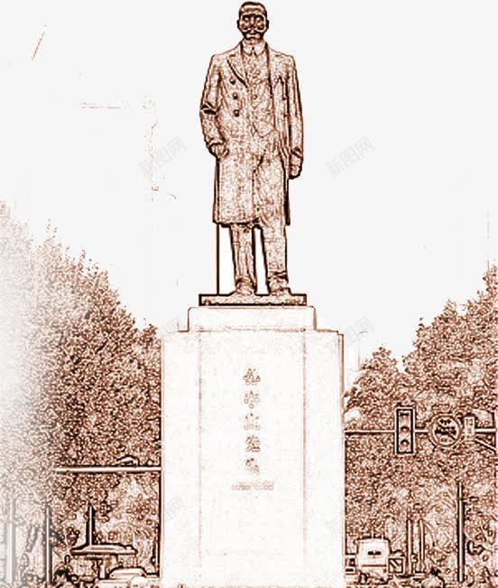 手绘孙中山像png免抠素材_新图网 https://ixintu.com 中山大学 孙中山 手绘 棕色 雕塑
