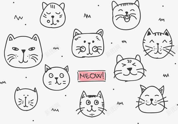卡通猫咪头图标png_新图网 https://ixintu.com 卡通 可爱 图标 猫咪头 耳朵 背景图 胡须