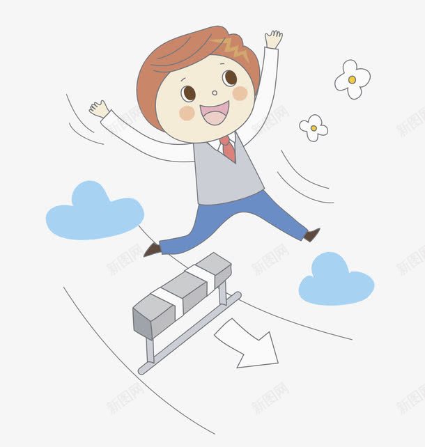 奔跑的孩子png免抠素材_新图网 https://ixintu.com 卡通 奔跑 学生 孩子 手绘 比赛 水彩 箭头 蓝色 跨栏