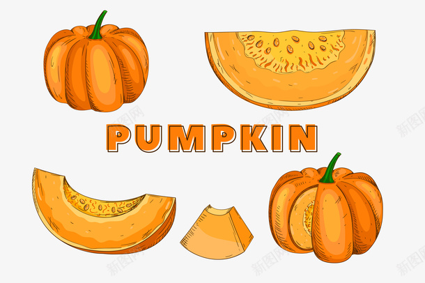 手绘卡通蔬菜南瓜图集png免抠素材_新图网 https://ixintu.com pumpkin 南瓜 南瓜片 图集 手绘卡通 蔬菜