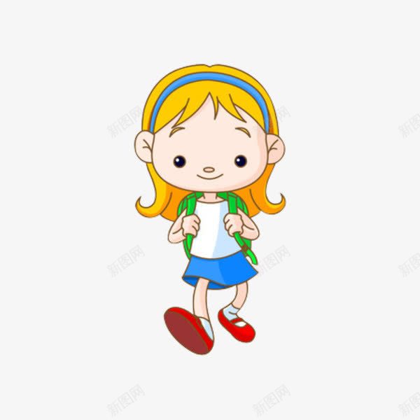 站着背书包上学的小女孩png免抠素材_新图网 https://ixintu.com 书包 卡通 可爱 女孩 学生 小孩 开心 彩色 微笑 站着的小孩
