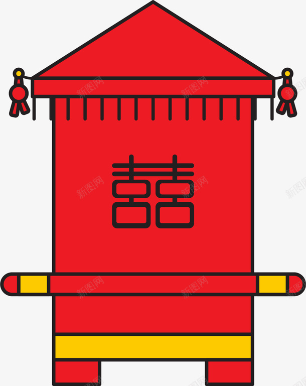 红色中国风双喜轿子png免抠素材_新图网 https://ixintu.com 中国式婚礼 双喜 婚庆 婚礼 浪漫 爱情 轿子