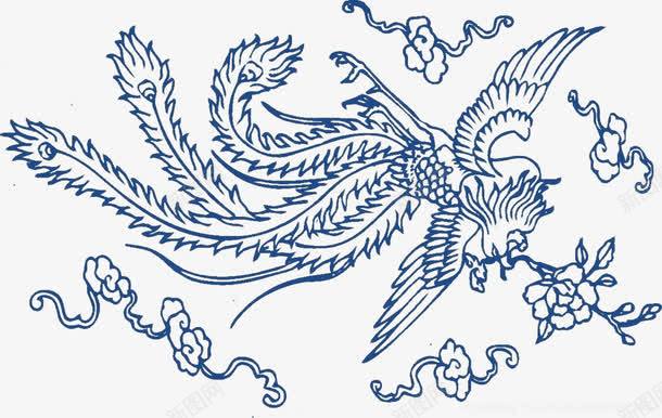 精致凤凰花纹图png免抠素材_新图网 https://ixintu.com 凤凰 花纹 蓝色 青花瓷