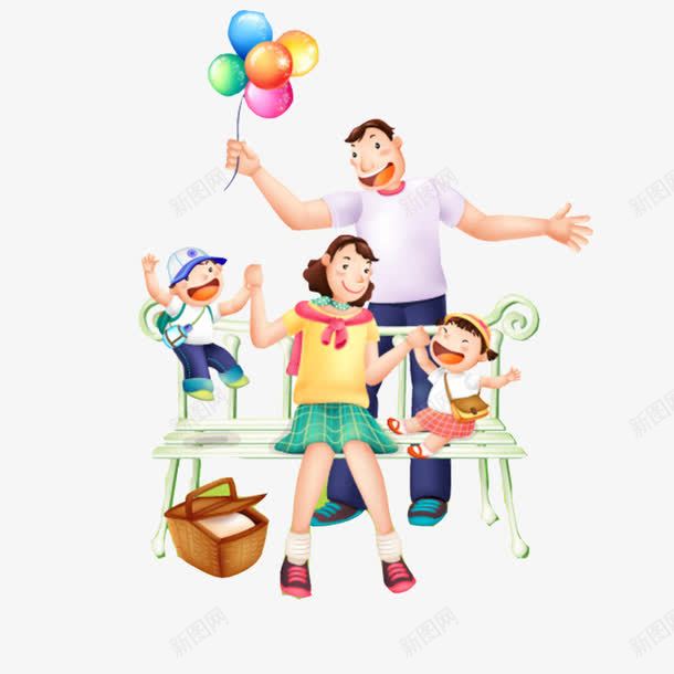 开心一家人出游png免抠素材_新图网 https://ixintu.com 亲情 卡通 合家欢乐 孩子 家人 家人出游 开心 旅游 气球 父母