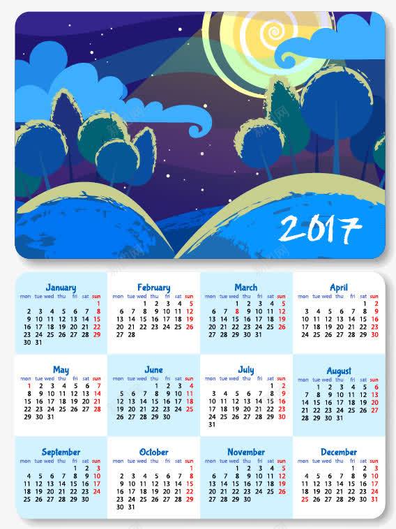 2017年日历模板png免抠素材_新图网 https://ixintu.com 2017年 2017日历 卡通 卡通动漫 卡通插画 台历表 广告设计 插画 日历 日历表 简约日历 袖珍日历
