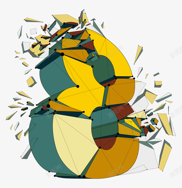 卡通彩色拼接数字8png免抠素材_新图网 https://ixintu.com 8 创意 卡通 崩块 崩塌的 彩色拼接数字 简图