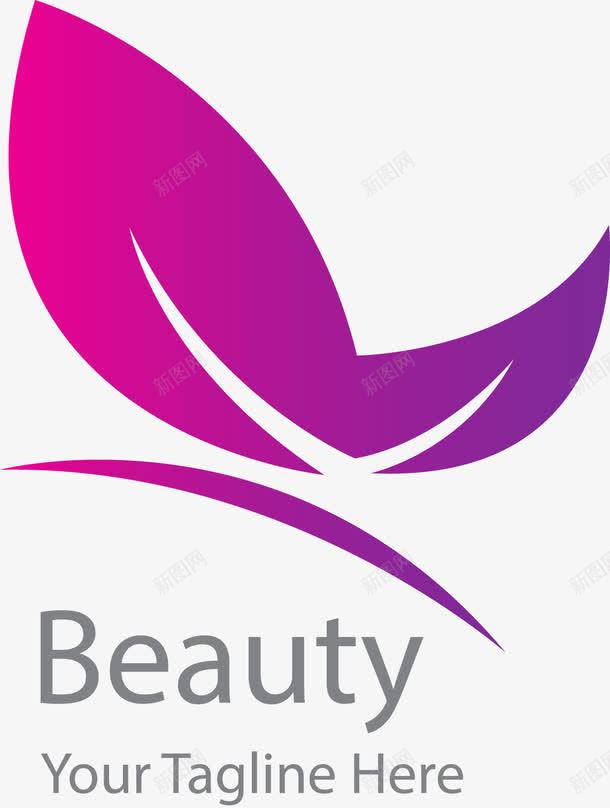 蝴蝶形状logo图标png_新图网 https://ixintu.com logo设计 渐变色 紫红色 美容logo设计 蝴蝶