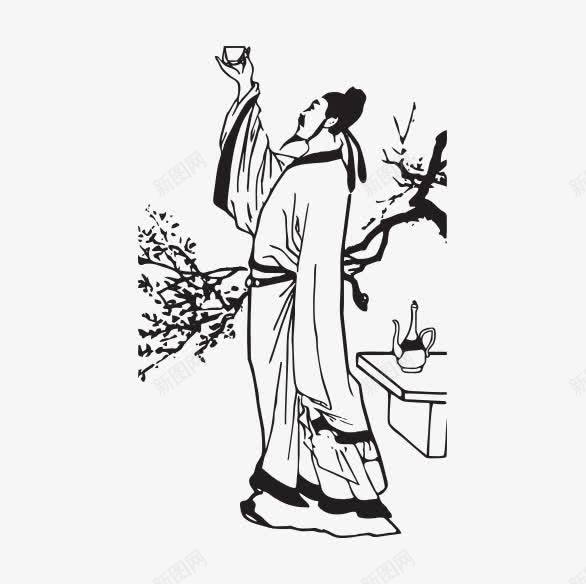 唯美创意水墨画李白png免抠素材_新图网 https://ixintu.com 创意 唯美 水墨画 简约 诗仙李白