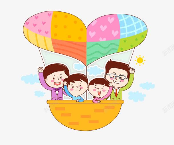 坐氢气球的一家人png免抠素材_新图网 https://ixintu.com 亲人亲情 卡通人物 天伦之乐 家庭家人 幸福快乐 我的家人 手绘平面 旅游游玩 氢气球