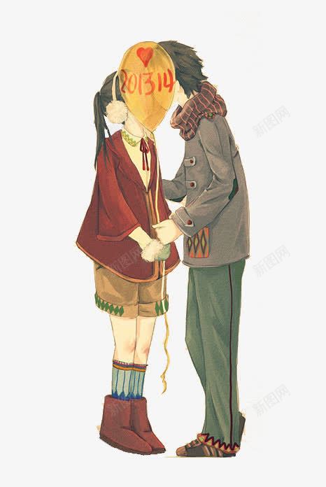 拥吻情侣png免抠素材_新图网 https://ixintu.com 1314 情人节 手绘情侣 气球 浪漫