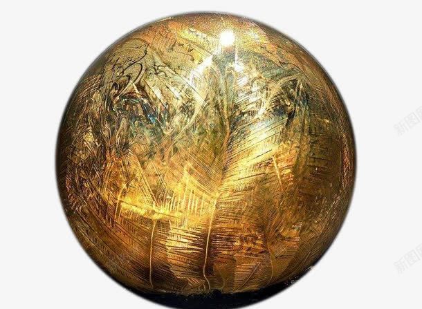 金色水晶球png免抠素材_新图网 https://ixintu.com 免费下载 水晶球 花纹 金色 魔法水晶球