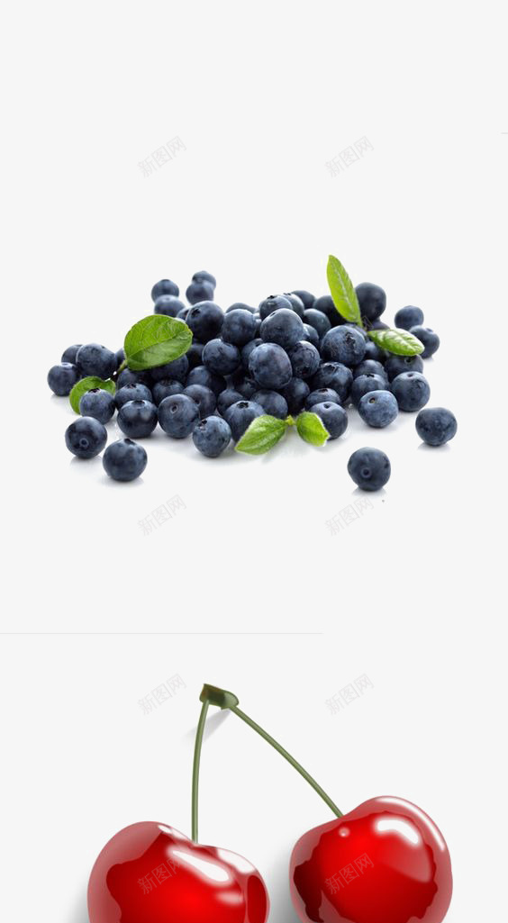 蓝莓png免抠素材_新图网 https://ixintu.com 成熟的水果 新鲜水果 植物 水果免扣PNG 绿色叶片 蓝莓