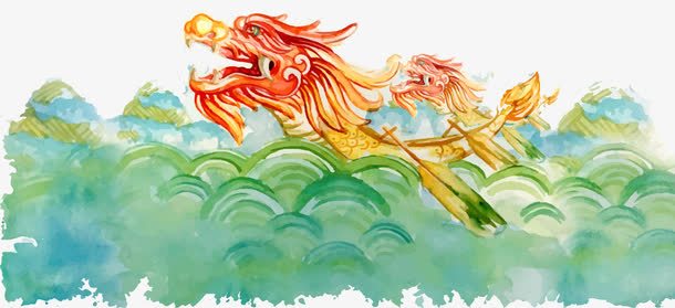 手绘赛龙舟png免抠素材_新图网 https://ixintu.com 手绘 水彩 端午节 赛龙舟