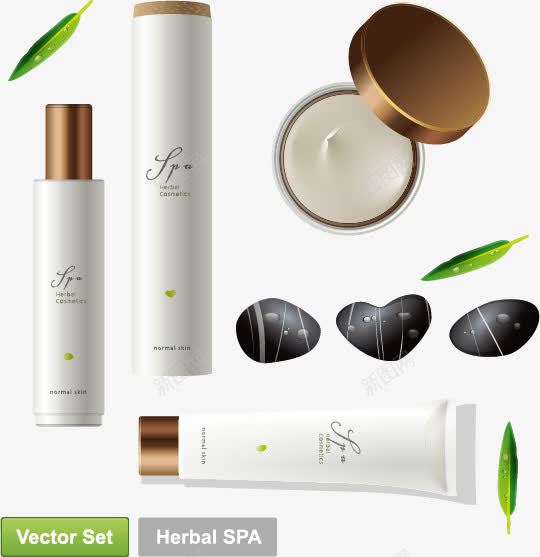 spa用品png免抠素材_新图网 https://ixintu.com spa用品 健康养生 化妆品 护肤品 磁石 绿叶 美容养颜