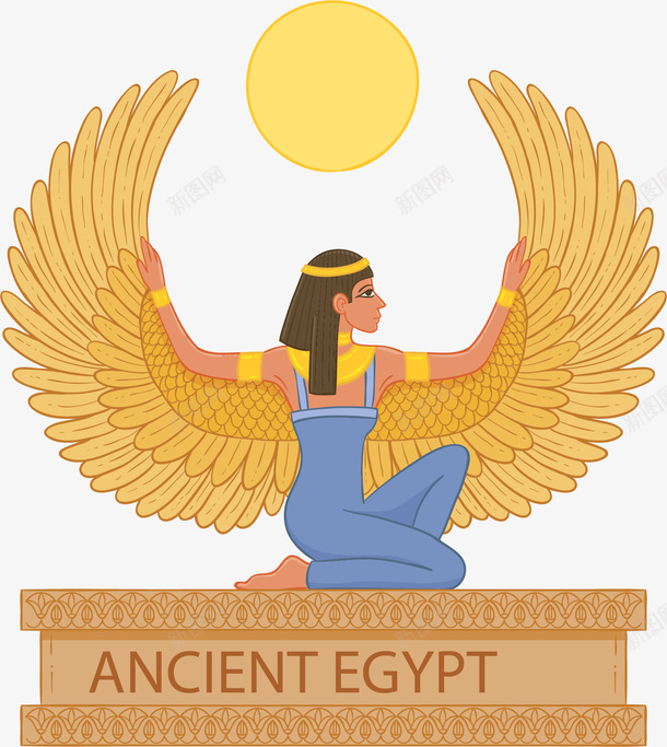 古老埃及翅膀人物矢量图