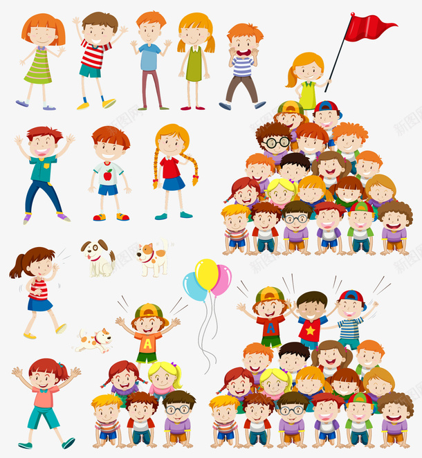 儿童矢量图eps免抠素材_新图网 https://ixintu.com PNG免抠图下载 小学生 幼稚园 开心 装饰 运动会 矢量图