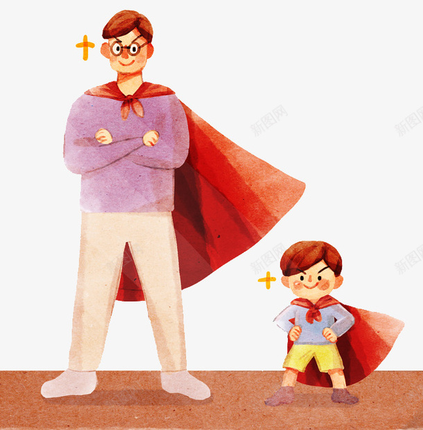 手绘可爱插图父亲节爸爸与儿子装png免抠素材_新图网 https://ixintu.com 儿子 可爱插图 手绘 手绘可爱插图父亲节爸爸与儿子装扮超人免费下载 插图 父亲节 爸爸 装扮超人