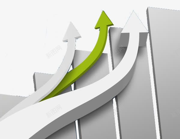 卡通图形png免抠素材_新图网 https://ixintu.com 三维箭头 图形 增长 抽象 插图 绿色 设计
