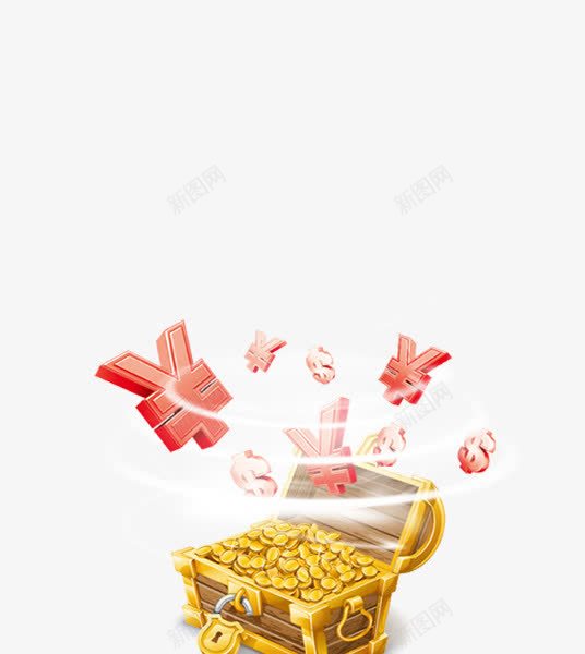 金钱百宝箱png免抠素材_新图网 https://ixintu.com 创意礼物 家居装饰 招财摆件 招财进宝 百宝箱 金色装饰 金融 金裕聚财 金钱 钱币 钱币符号 黄色