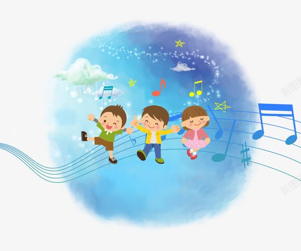 蓝色世界儿歌日海报背景png免抠素材_新图网 https://ixintu.com 世界儿歌日 五线谱 儿歌 儿童 小孩 星空 春天 简约背景 节日