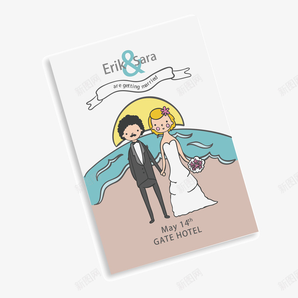 蜜月旅行卡通矢量图ai免抠素材_新图网 https://ixintu.com 手绘人物 手账 新婚夫妇 明信片 海报 邀请函 矢量图