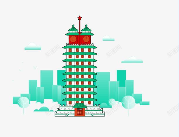 二七广场png免抠素材_新图网 https://ixintu.com 卡通 地标 塔 建筑 标志性建筑物 简笔画 郑州