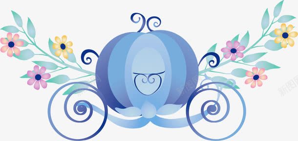 蓝色南瓜马车png免抠素材_新图网 https://ixintu.com Cinderella 免抠PNG 公主 公主马车 动画 卡通 梦幻马车 植物 清新 漫画 灰姑娘 灰姑娘南瓜马车 王子 王子和公主 童话 紫色马车 花朵 装饰