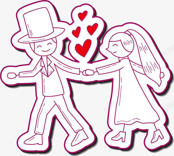 紫色线条情侣贴纸png免抠素材_新图网 https://ixintu.com 女孩 婚庆 婚礼 情侣 浪漫 爱心 爱情 男孩