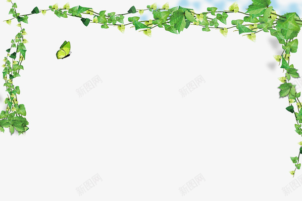 绿色简约树藤蝴蝶边框纹理png免抠素材_新图网 https://ixintu.com 免抠PNG 树藤 爬藤架 简约 绿色 蝴蝶 边框纹理
