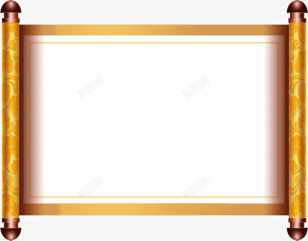 黄色花纹画卷装饰png免抠素材_新图网 https://ixintu.com 画卷 花纹 装饰 黄色