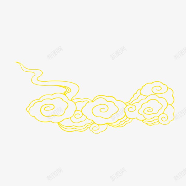 祥云png免抠素材_新图网 https://ixintu.com 古典 工笔 祥云 花纹 黄色