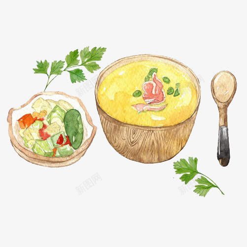 豆汤饭手绘画片png免抠素材_新图网 https://ixintu.com 小吃 手绘美食 泡饭 豆汤饭 香菜呀