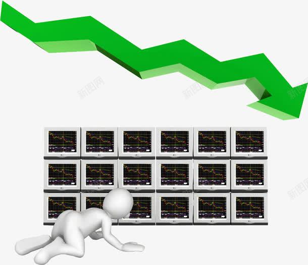 股票下跌png免抠素材_新图网 https://ixintu.com 卡通 手绘 箭头 绿色 股票下跌