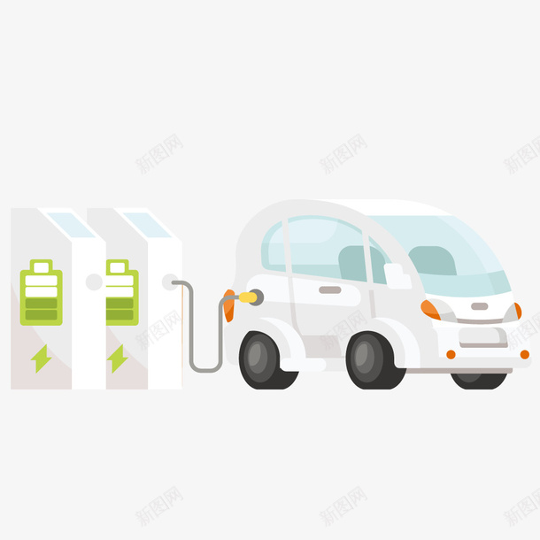 卡通城市白色新能源电动汽车插图矢量图ai免抠素材_新图网 https://ixintu.com 低碳 充电桩 公交车 小汽车 新能源 新能源汽车 汽车 清洁能源 环保 电能 白色 绿色 矢量图