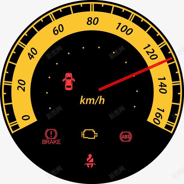 黄色速度表盘图图标