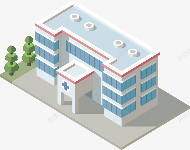 立体效果医院大楼矢量图ai免抠素材_新图网 https://ixintu.com 医院 医院大楼 医院模型 矢量png 立体医院 立体效果 矢量图