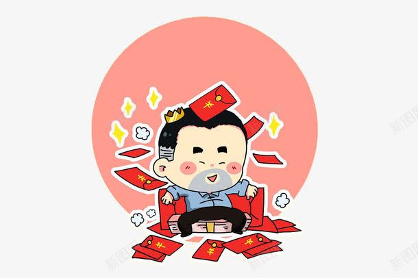 坐等红包雨png免抠素材_新图网 https://ixintu.com 卡通手绘 大老板 拿红包的小人 插画 红包 金钱