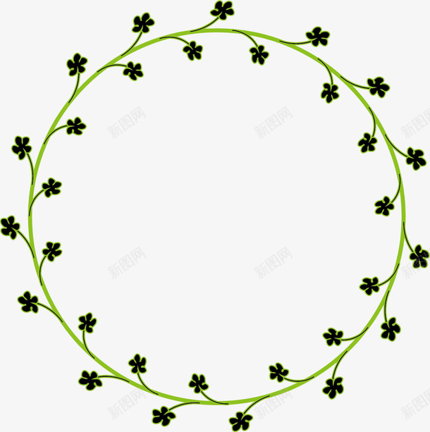 绿色春季花朵草环png免抠素材_新图网 https://ixintu.com 春天 春季 春日 植物 自然 花圈 草环 藤蔓
