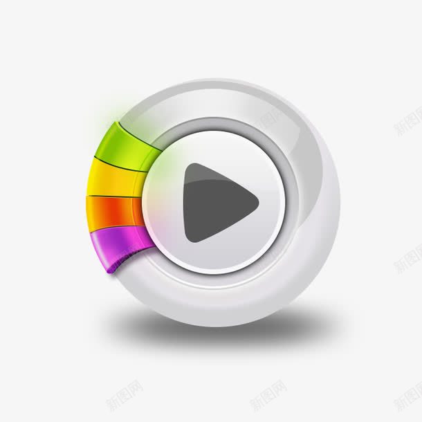 播放器图标png_新图网 https://ixintu.com 仿真图标 写实图标 图层样式 彩虹色 拟真图标 播放器图标 渐变 源文件