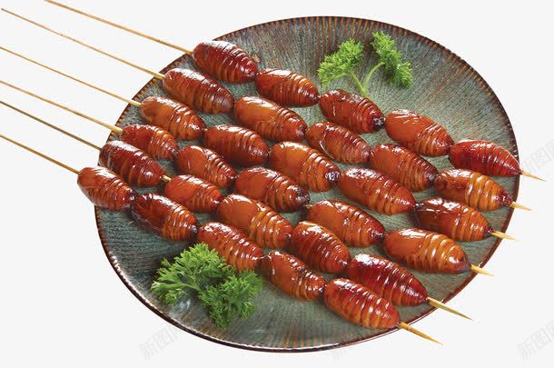 烤蚕蛹png免抠素材_新图网 https://ixintu.com 中国美食 产品实物 佳肴 美味佳肴 茧蛹 菜品 蚕蛹