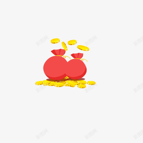 红包新年双红包元素袋袋装红包金png免抠素材_新图网 https://ixintu.com 一桶金 发红包 抢红包 注册领红包 红包 红包新年双红包元素袋袋装红包金币素材免费下载 袋袋红包 袋金币 金币