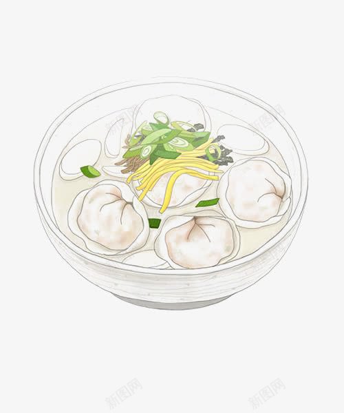 手绘馄饨png免抠素材_新图网 https://ixintu.com 卡通美食 卡通馄饨 小吃 馄饨