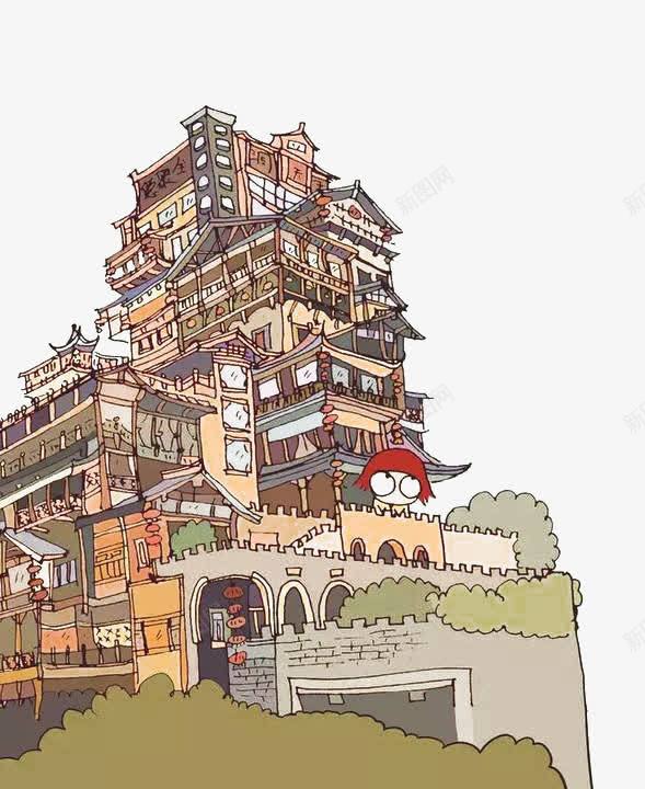 重庆朝天门png免抠素材_新图网 https://ixintu.com 手绘 朝天门 水彩 风景画