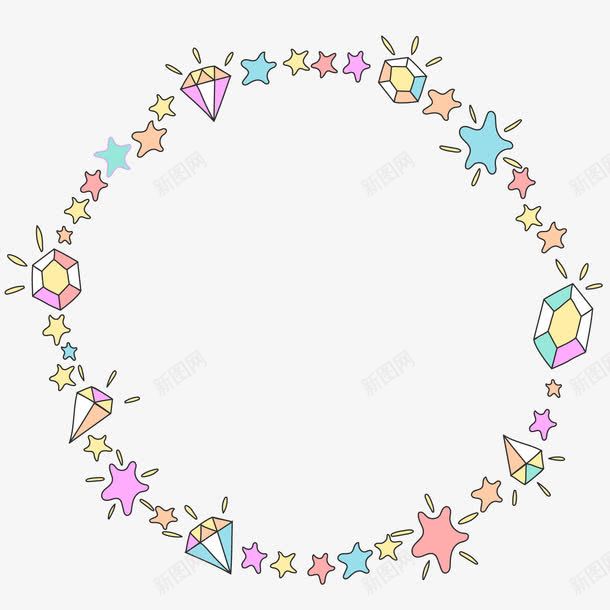 可爱花环 宝石 小清新花环 底纹边框 星星 纹样 花框 花纹 花边 花边