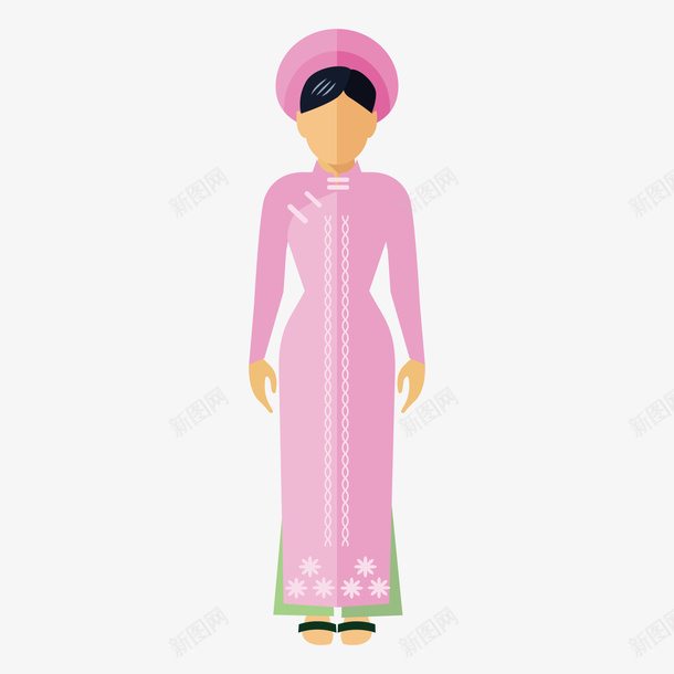 彩色扁平化越南女士元素矢量图ai免抠素材_新图网 https://ixintu.com 卡通插画 女士 彩色 扁平化 服饰 穿着 越南 矢量图