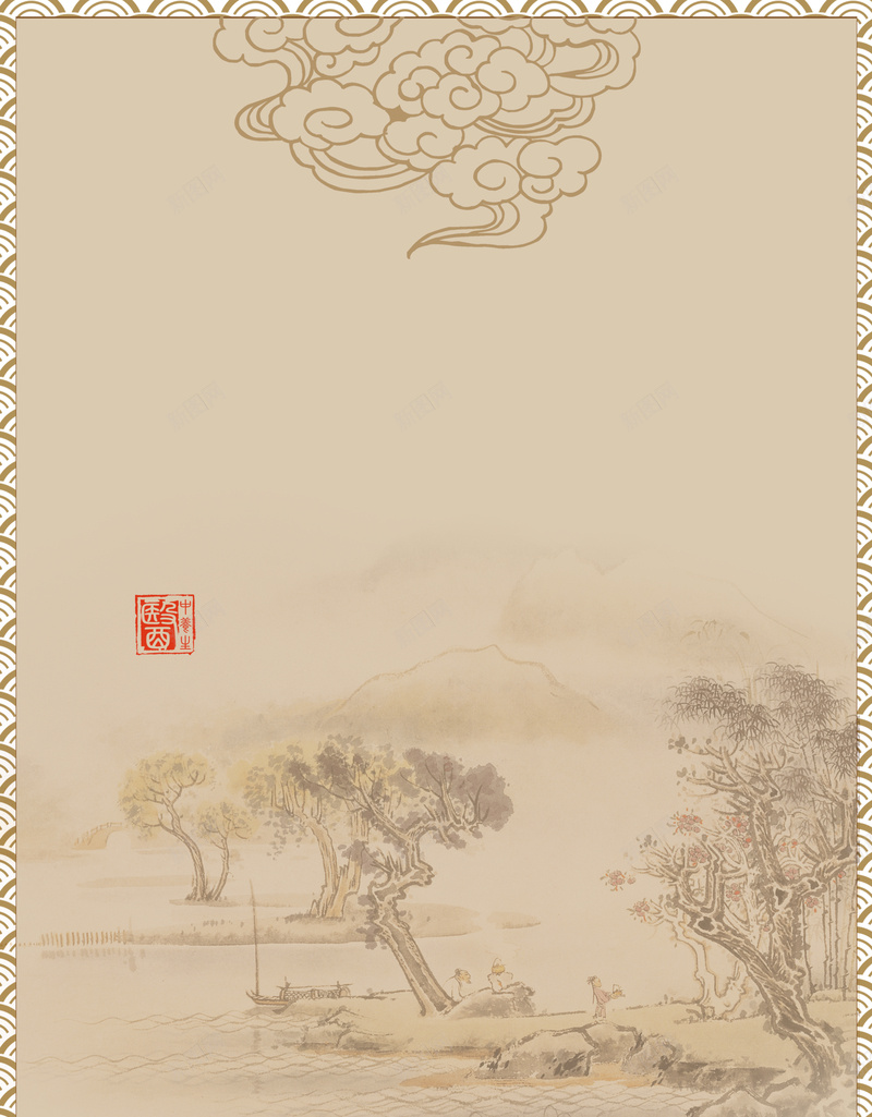 中医诊疗展板海报背景psdjpg设计背景_新图网 https://ixintu.com 中医 中医养生 中医诊疗展板 中式 中式风格 传统中医文化 把脉 祥云