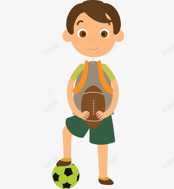 开学季手绘卡通学生上学png免抠素材_新图网 https://ixintu.com 上学 书包 卡通 学生 开学季 手绘 橄榄球 足球
