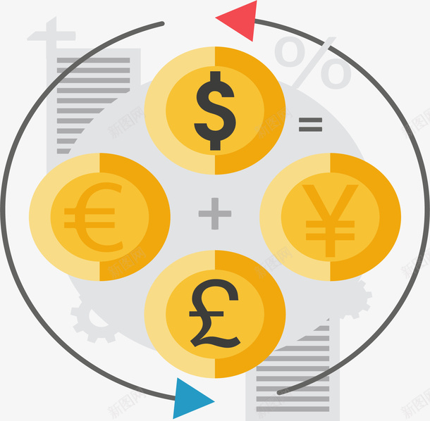 金融交易货币兑换png免抠素材_新图网 https://ixintu.com 汇率 矢量png 货币 货币兑换 金融 金融交易 钱币兑换